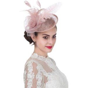 Women's Fascinators Feathers Headband Pink4